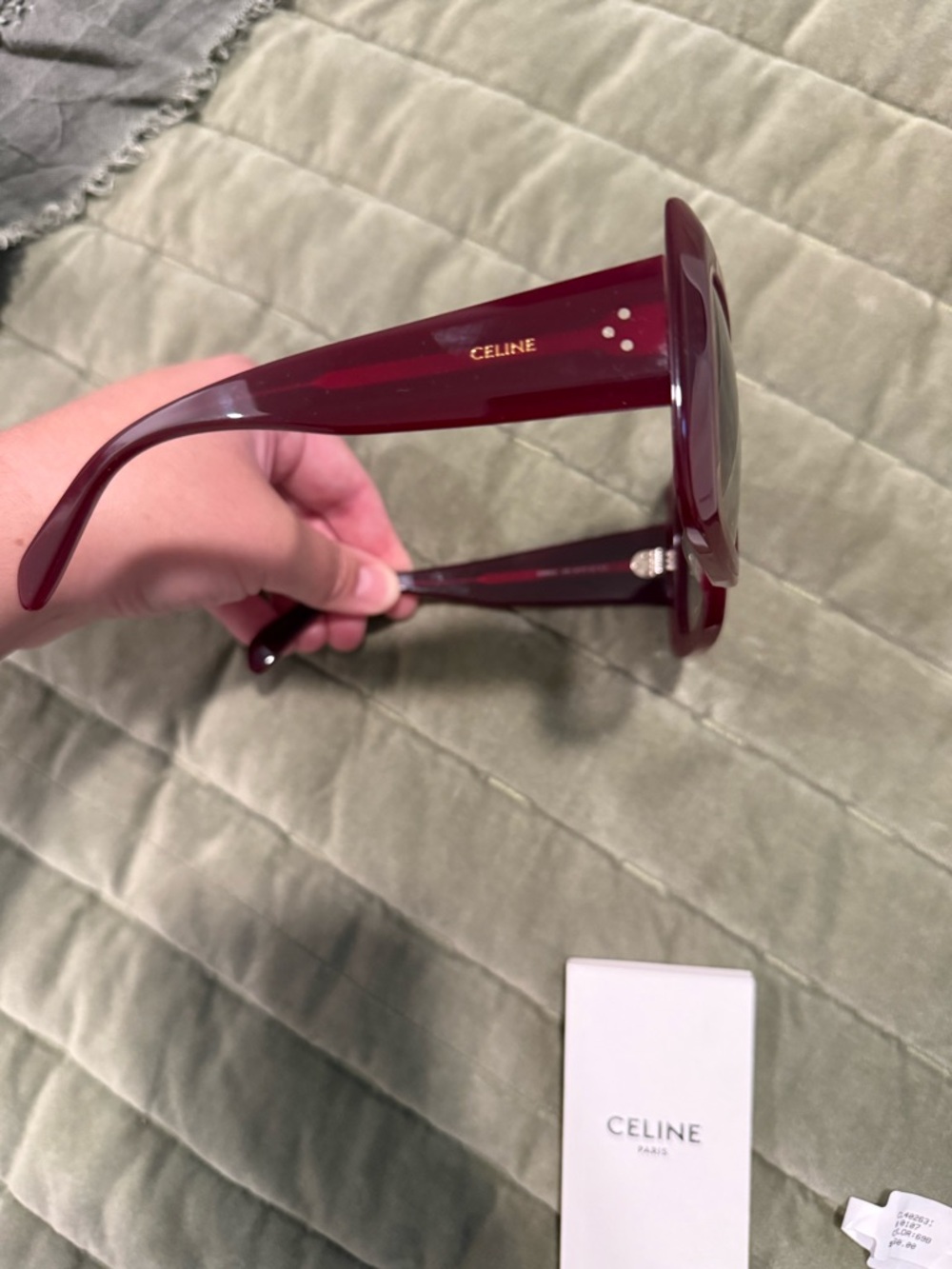 Women's Celine Bold 54MM Square Sunglasses in Bordeaux - Picture 3 of 10
